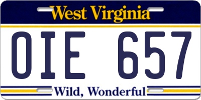 WV license plate OIE657