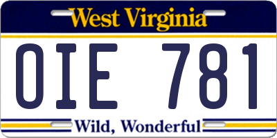 WV license plate OIE781