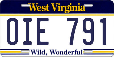 WV license plate OIE791