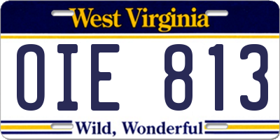 WV license plate OIE813