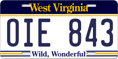 WV license plate OIE843