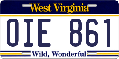 WV license plate OIE861