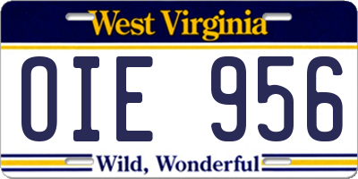 WV license plate OIE956