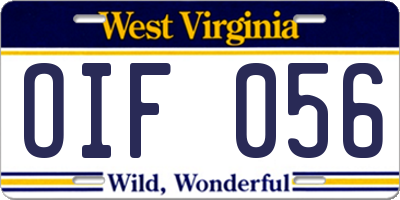 WV license plate OIF056