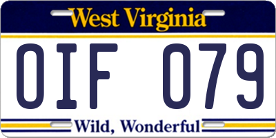 WV license plate OIF079