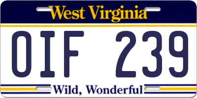WV license plate OIF239