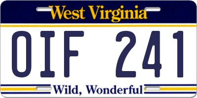 WV license plate OIF241