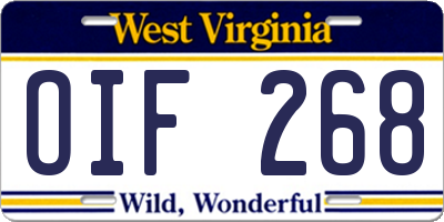 WV license plate OIF268