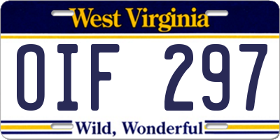 WV license plate OIF297