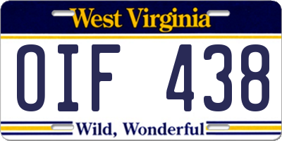 WV license plate OIF438