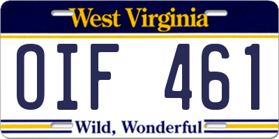 WV license plate OIF461