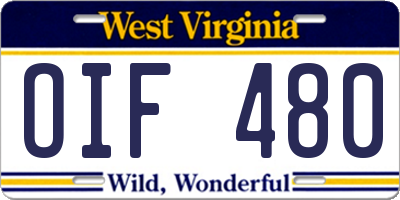 WV license plate OIF480