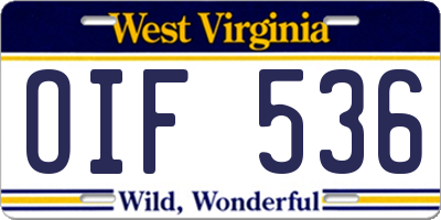 WV license plate OIF536