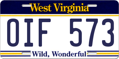 WV license plate OIF573
