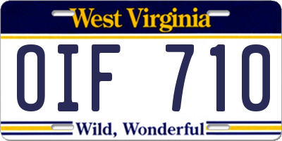 WV license plate OIF710
