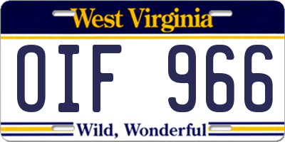 WV license plate OIF966