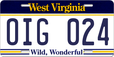 WV license plate OIG024