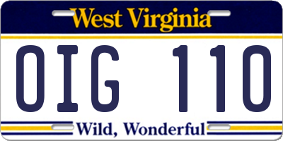 WV license plate OIG110