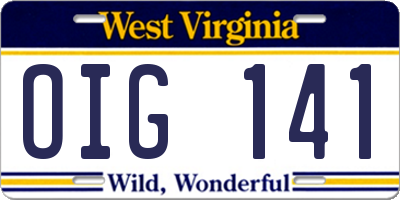 WV license plate OIG141