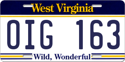 WV license plate OIG163