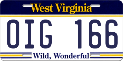 WV license plate OIG166