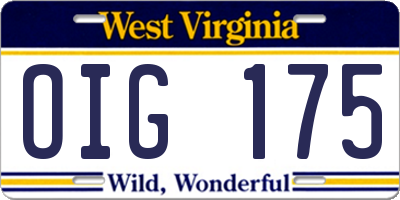 WV license plate OIG175
