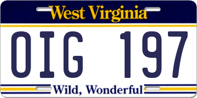 WV license plate OIG197