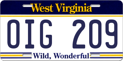 WV license plate OIG209