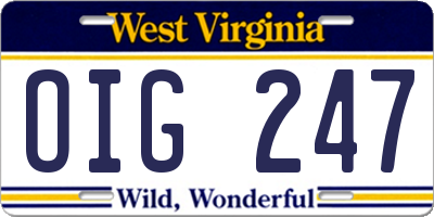 WV license plate OIG247