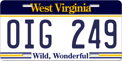 WV license plate OIG249