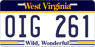 WV license plate OIG261