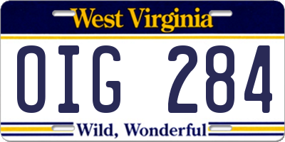WV license plate OIG284