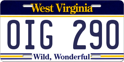 WV license plate OIG290