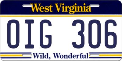 WV license plate OIG306