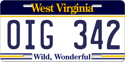 WV license plate OIG342