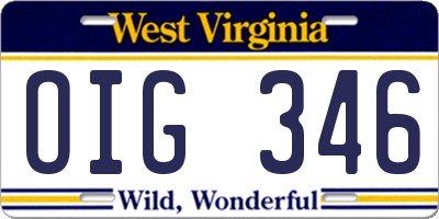 WV license plate OIG346