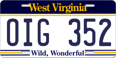 WV license plate OIG352