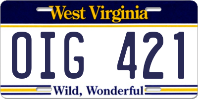 WV license plate OIG421