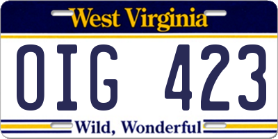 WV license plate OIG423
