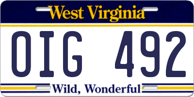 WV license plate OIG492