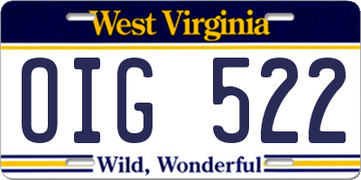 WV license plate OIG522