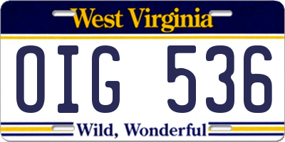 WV license plate OIG536