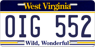 WV license plate OIG552