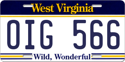 WV license plate OIG566