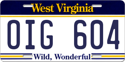 WV license plate OIG604