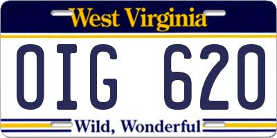 WV license plate OIG620