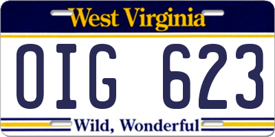 WV license plate OIG623