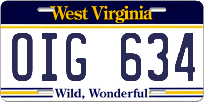 WV license plate OIG634