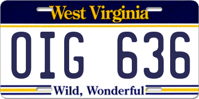 WV license plate OIG636