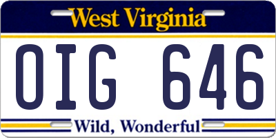 WV license plate OIG646